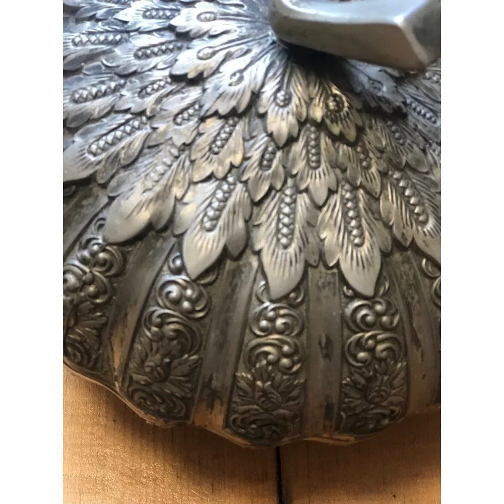 VTG Ornate Silver Metal Pumpkin Candy Dish Trinket Box With Lid Heavy